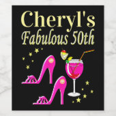 POPULAR PINK 50. GEBURTSTAG DIVA DESIGN WEINETIKETT (Einzelnes Label)