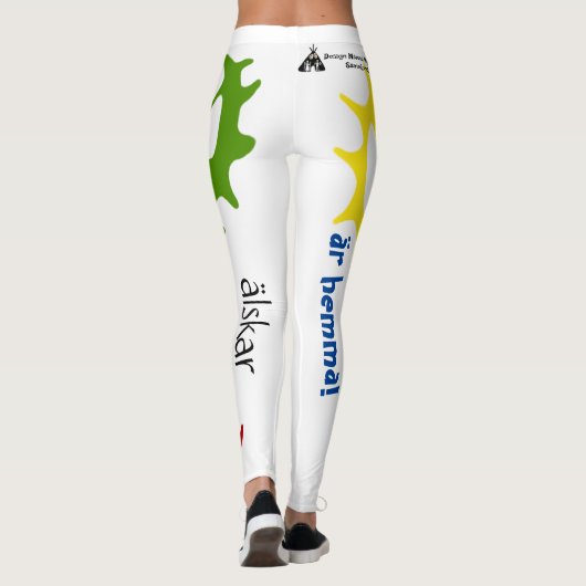 Populära Leggings vita med text samiska tecken (Rückseite)