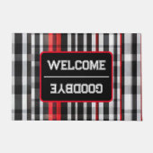 Populäre Abstrakte Karierte Schwarze Sammlung Fußmatte (Vorderseite)