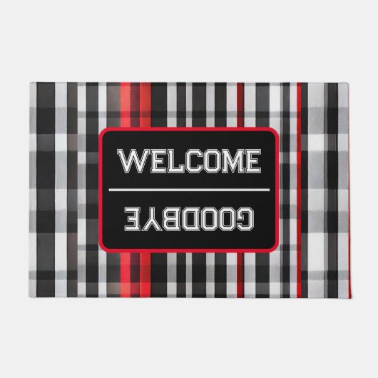 Populäre Abstrakte Karierte Schwarze Sammlung Fußmatte (Vorderseite)