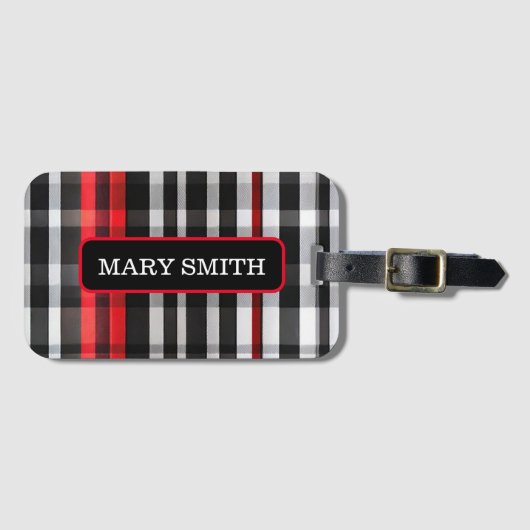 Populäre Abstrakte Karierte Schwarze Sammlung Gepäckanhänger (Vorderseite (Horizontal))
