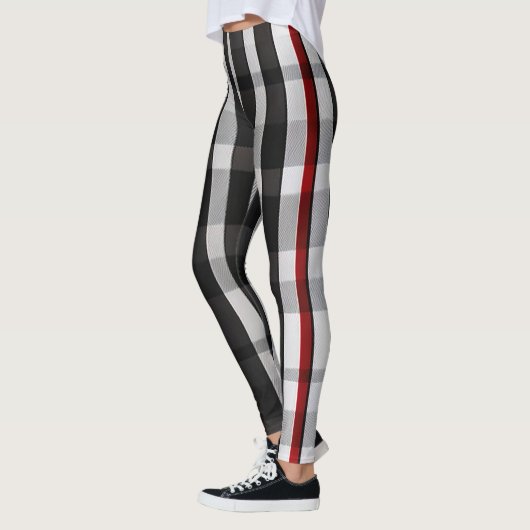 Populäre Abstrakte Karierte Schwarze Sammlung Leggings (Links)