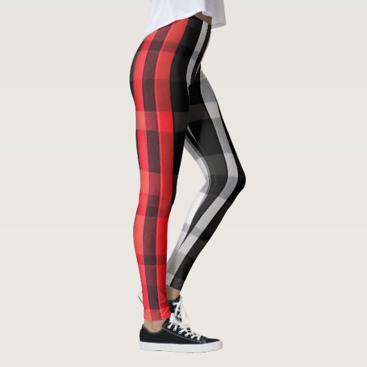 Populäre Abstrakte Karierte Schwarze Sammlung Leggings (Rechts)