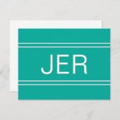 Populäre Aquamarine Personalisierte Mit Monogramm Mitteilungskarte (Vorne/Hinten)