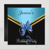 Populäre Black Blue and Bow Party Einladung (Vorne/Hinten)
