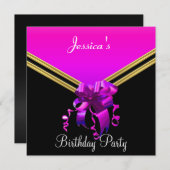 Populäre Black Pink and Bow-Party Einladung (Vorne/Hinten)