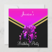 Populäre Black Pink and Bow-Party Einladung (Vorderseite)