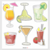 Populäre Cocktails Icon Set Stickers Aufkleber (Blatt)