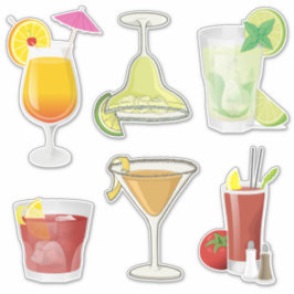 Populäre Cocktails Icon Set Stickers Aufkleber