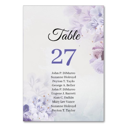 Populäre lila Rosa-Aubergine Tischnummer (Vorderseite)