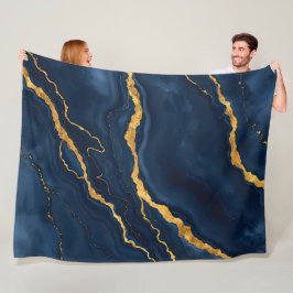 Populäre Navy Blue Gold Marmorsammlung Fleecedecke