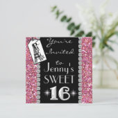 POPULÄRE Paris-BONBON 16 BLING Party Einladung (Stehend Vorderseite)