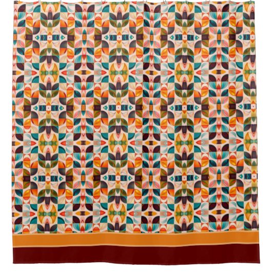 Populäre Retro-Sammlung Abstrakter Quadrate Duschvorhang (Vorderseite)