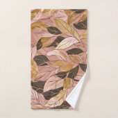 Populäre Schwarz-Pink-Gold-Boho-Blätter-Sammlung Badhandtuch Set (Handtuch)