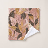 Populäre Schwarz-Pink-Gold-Boho-Blätter-Sammlung Badhandtuch Set (Waschlappen)