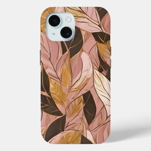 Populäre Schwarz-Pink-Gold-Boho-Blätter-Sammlung Case-Mate iPhone Hülle (Rückseite)