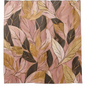 Populäre Schwarz-Pink-Gold-Boho-Blätter-Sammlung Duschvorhang (Vorderseite)
