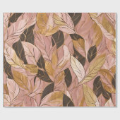 Populäre Schwarz-Pink-Gold-Boho-Blätter-Sammlung Geschenkpapier (Flach)