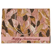 Populäre Schwarz-Pink-Gold-Boho-Blätter-Sammlung Große Geschenktüte (Vorderseite)