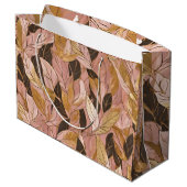 Populäre Schwarz-Pink-Gold-Boho-Blätter-Sammlung Große Geschenktüte (Rückseite Schrägansicht)