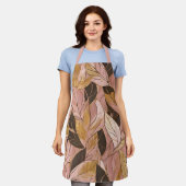 Populäre Schwarz-Pink-Gold-Boho-Blätter-Sammlung Schürze (Getragen)