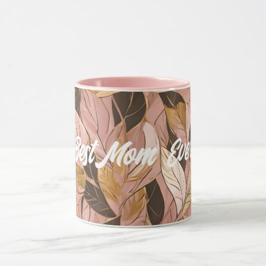 Populäre Schwarz-Pink-Gold-Boho-Blätter-Sammlung Tasse (Zentrum)
