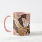 Populäre Schwarz-Pink-Gold-Boho-Blätter-Sammlung Tasse (Links)