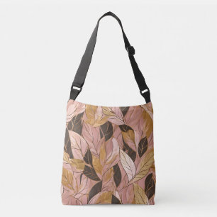 Populäre Schwarz-Pink-Gold-Boho-Blätter-Sammlung Tragetaschen Mit Langen Trägern