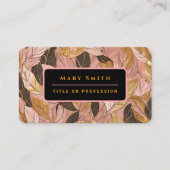 Populäre Schwarz-Pink-Gold-Boho-Blätter-Sammlung Visitenkarte (Vorderseite)
