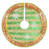 Populäre Snowflake Gold Glitzer Green Polyester Weihnachtsbaumdecke (Vorderseite)