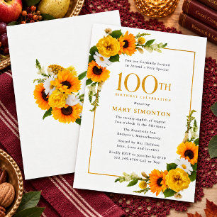 Populäre Sonnenblume 100. Geburtstagsfeier Einladung