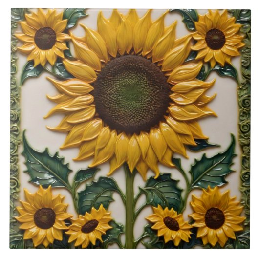 Populäre Sonnenblumen Schöne Sammlung Fliese (Vorderseite)