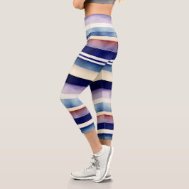 Populäre Summer Navy Blue Boat Stripes Collection Capri Leggings