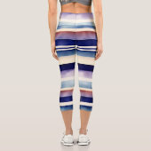 Populäre Summer Navy Blue Boat Stripes Collection Capri Leggings (Rückseite)