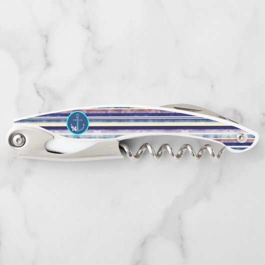 Populäre Summer Navy Blue Boat Stripes Collection Kellnermesser (Vorderseite)