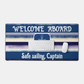 Populäre Summer Navy Blue Boat Stripes Collection Schreibtischunterlage (Tastatur & Maus)