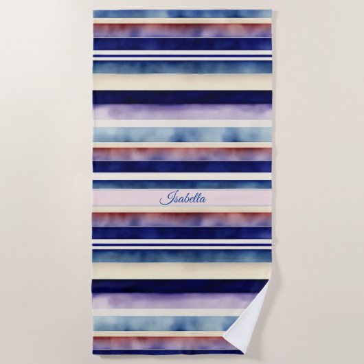 Populäre Summer Navy Blue Boat Stripes Collection Strandtuch (Vorderseite)