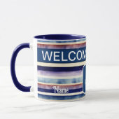 Populäre Summer Navy Blue Boat Stripes Collection Tasse (Links)
