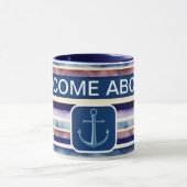 Populäre Summer Navy Blue Boat Stripes Collection Tasse (Zentrum)