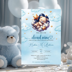 Populäre Teddybär-Wolke neun Baby-Dusche Einladung