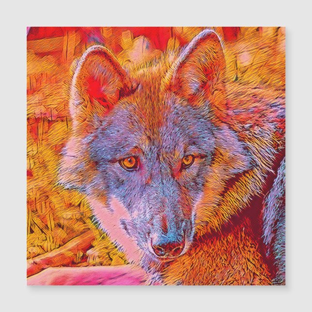 populäre Tiere - Wolf Magnetkarte (Vorderseite)