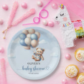 Populärer Elefant dusty blue floral eucalyptus Pappteller (Party)