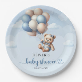 Populärer Elefant dusty blue floral eucalyptus Pappteller