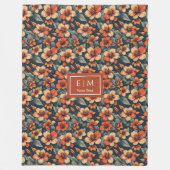 Populärer Moosgrün und Terrakotta-Blumenwurf Fleecedecke (Vorderseite)