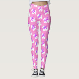 Populärer Niedlicher Weiße Hund Pink Karo Leggings