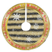 Populärer Snowflake Gold Glitzer Black Polyester Weihnachtsbaumdecke (Vorderseite)