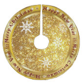 Populärer Snowflake-Gold-Glitzer Polyester Weihnachtsbaumdecke (Vorderseite)