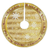 Populärer Snowflake-Gold-Glitzer Polyester Weihnachtsbaumdecke (Vorderseite)