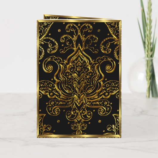 Populäres Menü mit der Gold Black Folded Card Einladung (Rückseite)