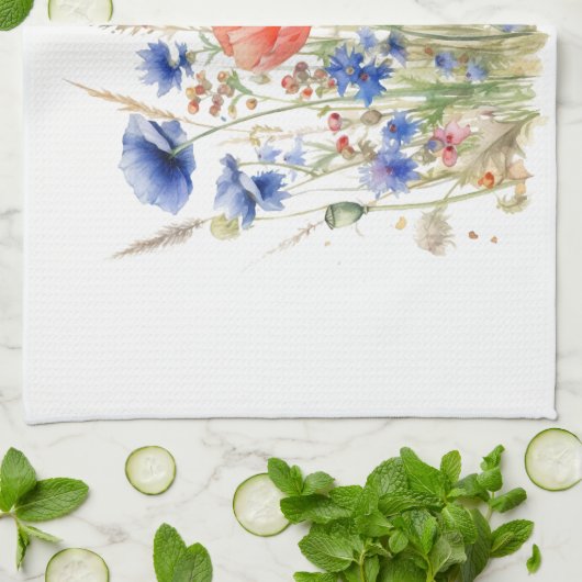 Populationen & Cornblumen: Rustikale Wiesenfarbe Geschirrtuch (Gefaltet)